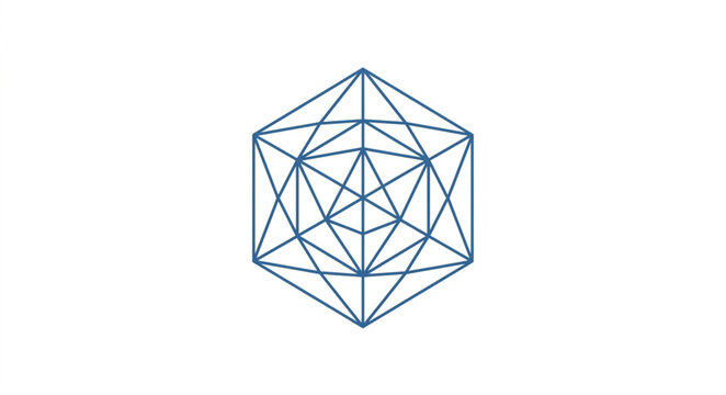Geometric wireframe dodecahedron vector illustration.