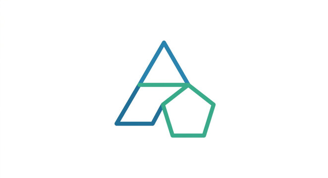 Minimalist geometric triangle and pentagon logo design.
