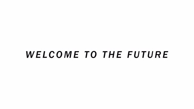 4k seamless looping welcome to the future text for cinema title, banner.welcome to the future text word animation on  simple background.