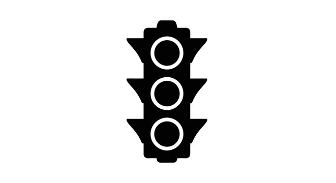 Traffic light with three circular lenses in a black silhouette signal road sign street semaphore
