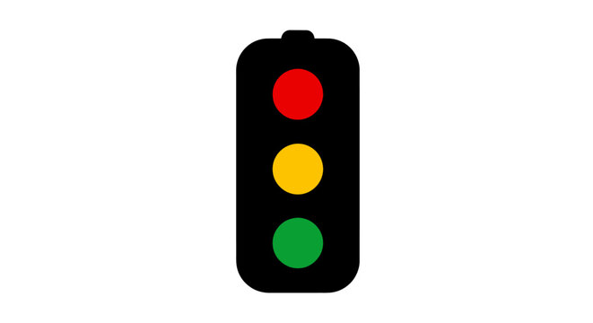 Traffic light with red yellow and green signals black silhouette road sign semaphore stoplight urban
