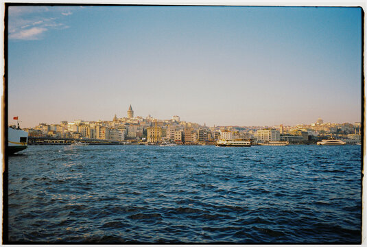 Sunset view of Golden Horn in Istanbul 