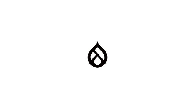 Minimalist black water drop logo animation on white background