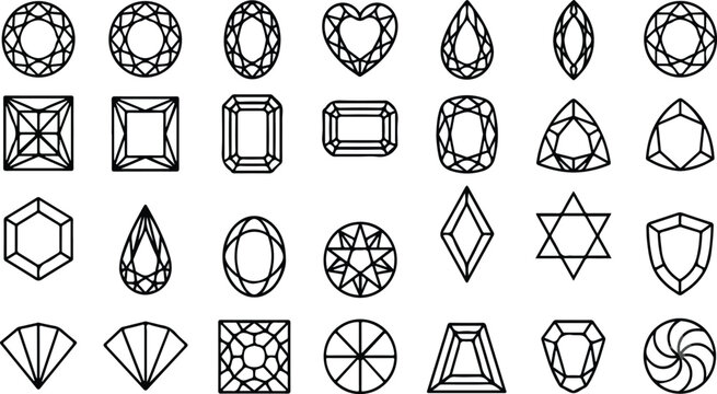 Diamond Shape Icons Black & White Set Big.eps