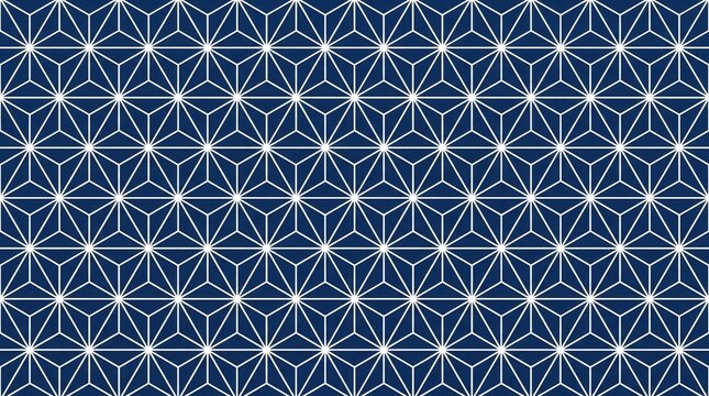 Repeating Asanoha Geometric Pattern in Deep Indigo Blue Minimalist Texture