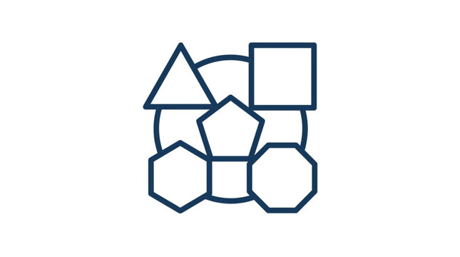 Geometric shapes collection with triangle square pentagon hexagon.
