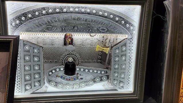 Glow Framed Silver Lord Shiva Lingam Portrait