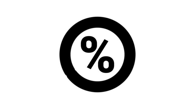 Loading Circle around Rotating Percent Sign representing Sale Progress Processing Loop Animation