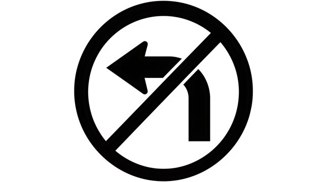 No left turn prohibition traffic regulation road sign