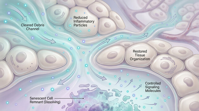 Extracellular Cleanup Illustration After Senolytic Response In Tissue