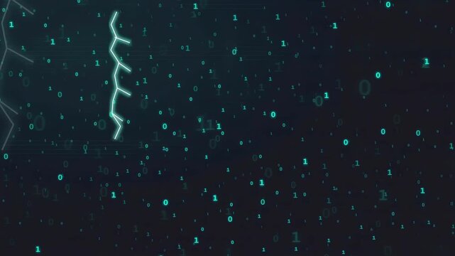 Abstract digital background with flowing binary code numbers in dark blue cyberspace environment