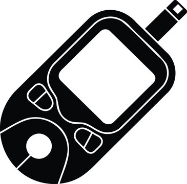 Black and white illustration of an mp3 player with a screen and buttons  electronic device