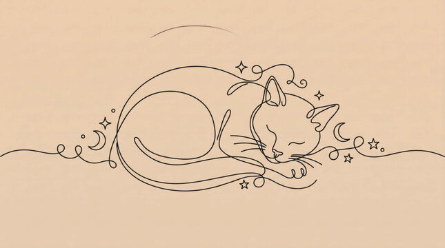 Whimsical cat and dragon hybrid illustration with stars