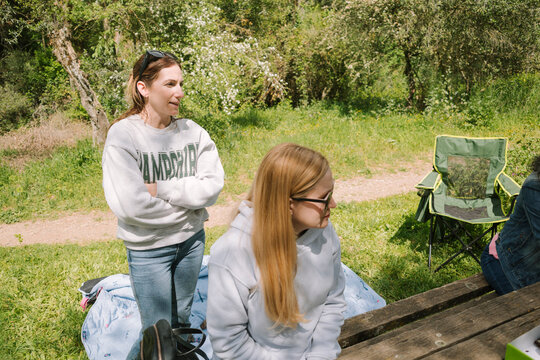 Family Gather and Enjoy Time Outdoors