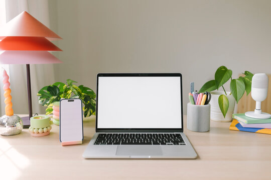 Laptop And Mobile Phone Workspace