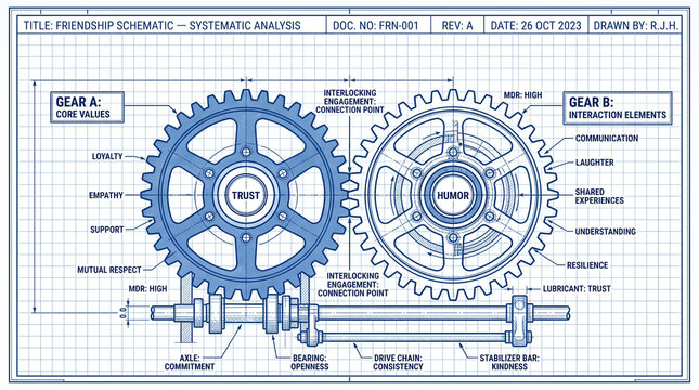 Friendship schematic systematic analysis blueprint technical drawing