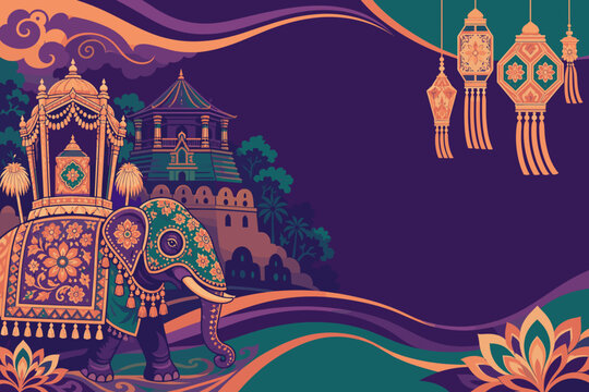 Kandy Esala Perahera Kandy Night Procession Themed Lanterns Landscap