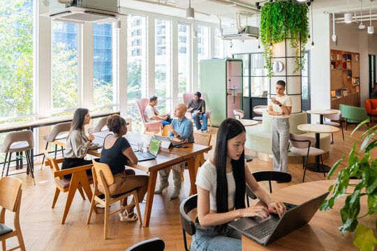 People Working and Studying in a Modern Office Space During the Day