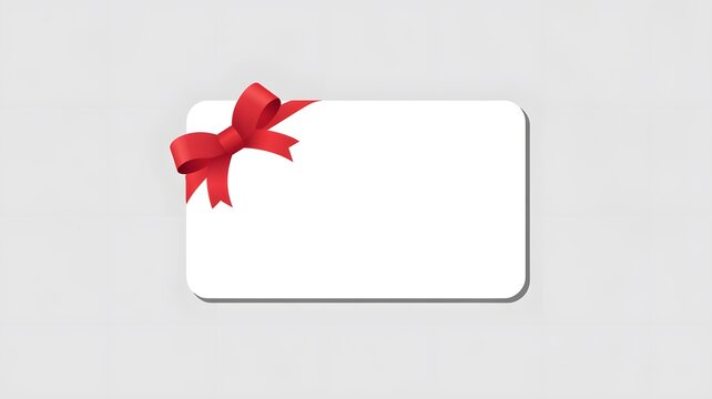Blank gift tag with a decorative red ribbon bow for holidays and celebrations