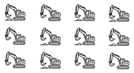 Excavator illustrations construction heavy machinery equipment vector set. © Tanvir