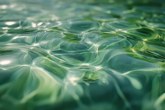 Shimmering transparent water surface with soft refractive light patterns caustics turquoise abstract reflection transparent swimming refreshing movement rippling background backdrop