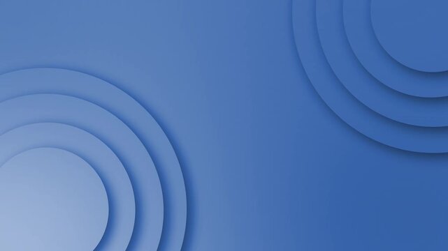 Abstract background with layered circular paper shapes in the corners and soft shadows animation