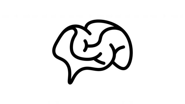 Brain Line Icon Motion Graphic with Alpha Channel