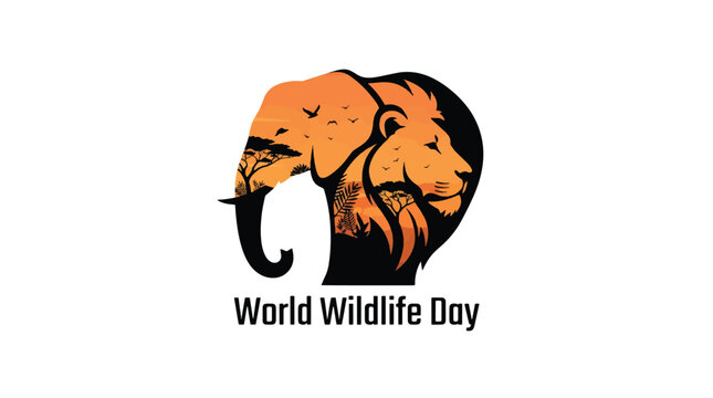 World Wildlife Day Elephant Lion Logo