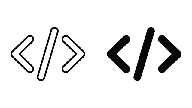 Programming code symbols in linear and filled styles with programming, software