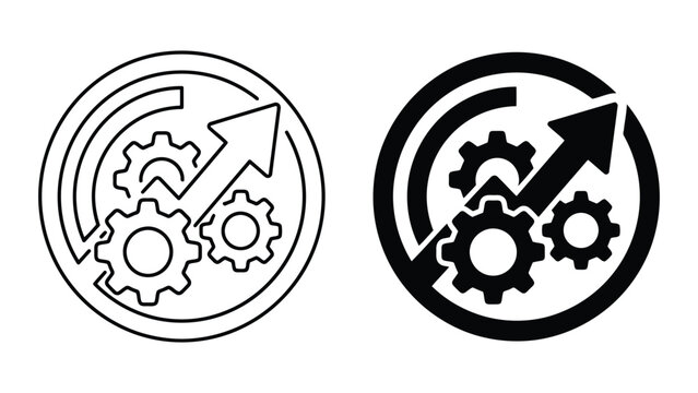 Business growth and process optimization icon set with business, optimization