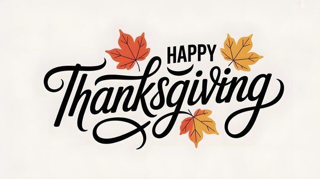 Happy thanksgiving lettering design with colorful autumn fall leaves