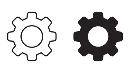 Gear cogwheel mechanical icon set in outline and solid style with cogwheel © MDBAYZID