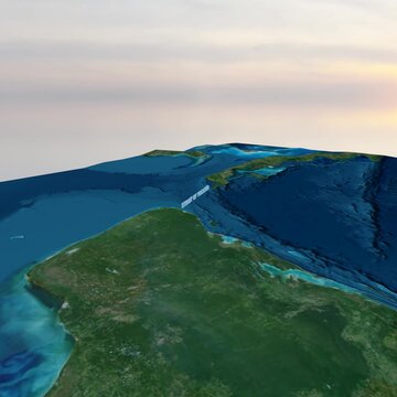 Strait of Yucatan 3D terrain map 4K Square
