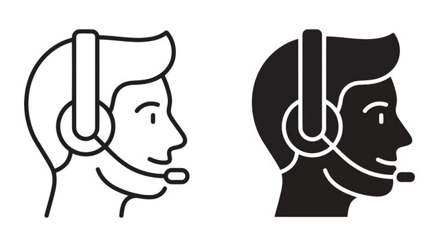 Customer support representative avatar icon set with customer, operator