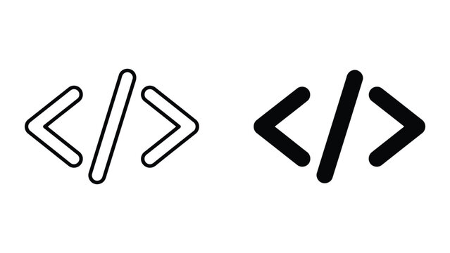 Programming code brackets developer icon in outline and glyph styles