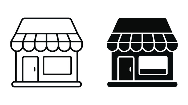 Store front shop building icon set for retail and local business with building