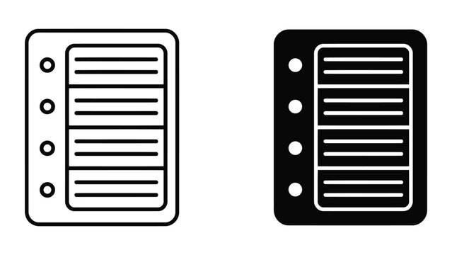 Document file with list and binder holes icon set document business template