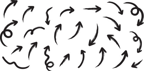 Fototapeta premium Hand drawn arrow set black vector illustration on white background
