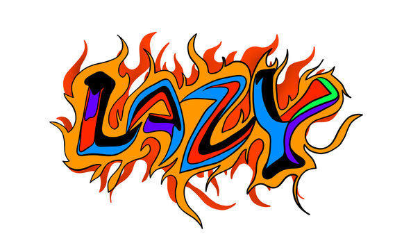 fire and flames,Hand drawn graffiti font lazy text vector with flame background