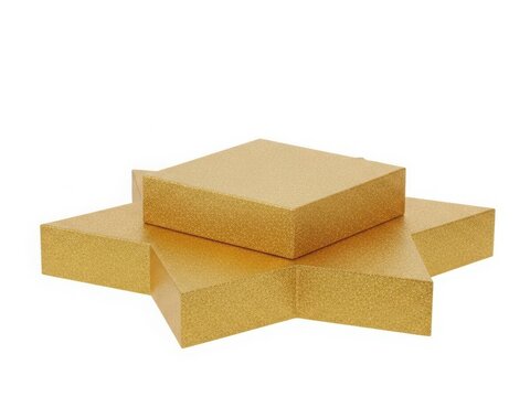 Three rectangular blocks of natural cork material arranged in a staggered pile