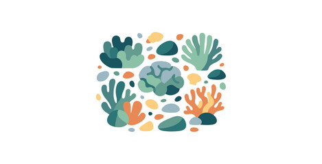 Coral Reef and Sea Stones Vector Illustration © vect