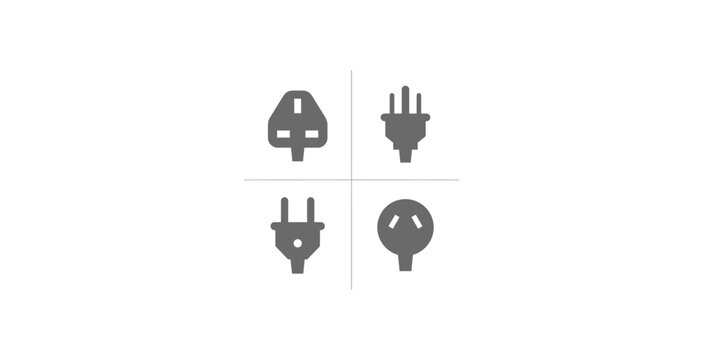 International Electrical Power Plug Icon Set