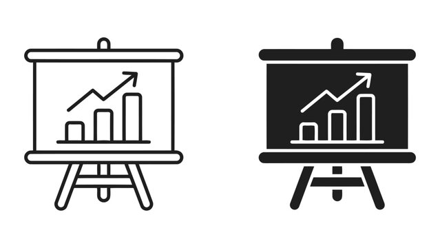 Business presentation chart on tripod board icon with business, presentation