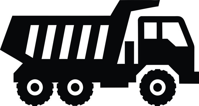 Large dump truck silhouette isolated on white background for design