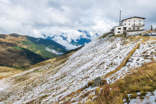 Passo Pennes Snowy Alpine Lodge in Italy
