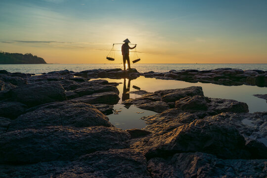 Fisherwoman at Sunrise Tidepool