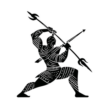 Decorative spartan warrior silhouette with patterned armor.