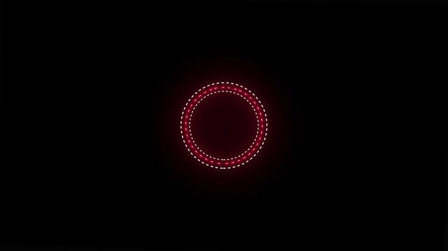 Glowing Red and White Dotted Circle Animation on Black Background Technology Motion glowing red circle.
