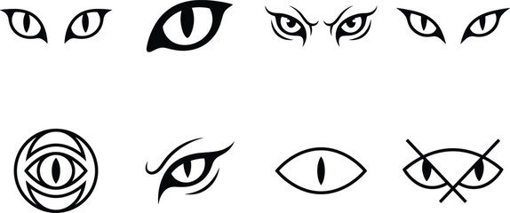Wild Cat and Predator Eye Icon Set for Mascot Branding Halloween Apparel and Tattoo Graphic Designs © Taijul