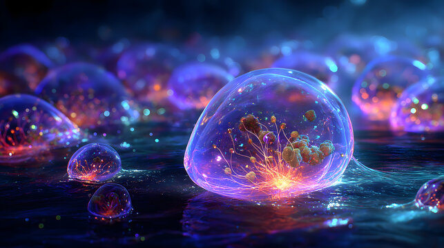 Primordial Chaos Salt Sea Creation Visual From 3000BC Sumerian Civilization, Endless Primordial Brine With Pulsing Texture Floating Star Eggs, Commercial Asset For Exhibition Textbook Film Game
